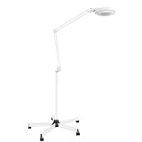 Lámpara de lupa LED profesional, lámpara de pie con ruedas LED 5X, lámpara estética, brazo giratorio móvil de 470 Mm, estación de trabajo para salón de belleza, base móvil de 5 ruedas