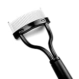 Peine separador de pestañas con dientes de acero inoxidable quita restos de máscara de pestañas,peine de pestañas con dientes metálicos, separador de pestañas ergonómico con peine de acero inoxidable