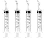 4 jeringas dentales Jeringa dental de 12 ml de plástico transparente con punta curva y taza medidora para cuidado bucal y limpieza
