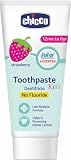 Chicco Pasta de Dientes de Fresa para Dientes Sensible de Baja Abrasión con Flúor, Xilitol, Sin Conservantes, Ayuda a Prevenir Caries y Eliminar Placa - Pasta de Dientes para Niños +1 Año, 50 ml