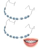 BTACGWP Brackets Falsos Azul, 1 Par de Modelos Dentales para Enseñanza y Cosplay, Aparato Ortodóncico Decorativo DIY con Caja