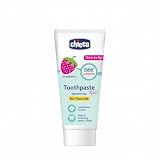 Chicco Pasta de Dientes de Fresa para Dientes Sensible de Baja Abrasión con Flúor, Xilitol, Sin Conservantes, Ayuda a Prevenir Caries y Eliminar Placa - Pasta de Dientes para Niños +1 Año, 50 ml