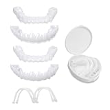 2 Pares de Carillas Dentales Cosméticas Reutilizables, Ajuste Cómodo para Superior e Inferior, Blanqueamiento Temporal y Cobertura para Dientes Imperfectos, Ideal para Hombres y Mujeres.