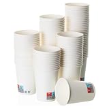 400 vasos desechables de cartón biodegradable blanco de 250 cc | Para café, infusiones o agua. Adecuados para celebraciones y oficina. Resistentes y compostables.