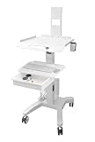 Carrito médico para estación de trabajo para laptop con ruedas, altura ajustable, carrito de laboratorio con soporte para escáner, escritorio móvil resistente para clínicas dentales, hospitales