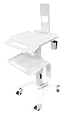 Carrito médico para estación de trabajo para laptop con ruedas, altura ajustable, carrito de laboratorio con soporte para escáner, escritorio móvil resistente para clínicas dentales, hospitales