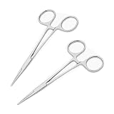 2 Pcs Pinzas para Perforar de Bloqueo, 12.5cm Pinzas para Pesca Auto Bloqueo, Alicates Multiuso de Acero Inoxidable con Mandíbulas Serratas Potentes para Coser Finalizado Soldadura DIY Artesanía