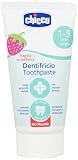 Chicco 00002321100000 Pasta de dientes, sabor fresa, sin flúor y cálcio biológico, 12M +, blanco