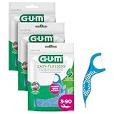 GUM EASY-FLOSSERS | Aplicadores de hilo dental | Elimina la placa y los restos de comida entre los dientes | Recubiertos con flúor y vitamina E | 3x90 aplicadores