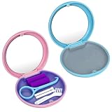 Leikedun 2 Cajas Férula Dental con Sacador y Masticador Invisible Alineador | Apto para Aparatos de Ortodoncia, Alineadores Invisibles y Fundas Dentales, Rosa y Azul