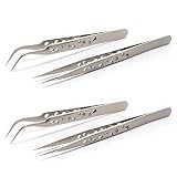 4 Piezas Pinzas de Precisión,Tweezers, Pinzas Electronica,Pinzas Precision | Pinzas Antiestáticas de Acero Inoxidable,Pinzas de Precisión Kit Puntiagudo,para Uñas,Electrónico,Lab, Industria,Joyas DIY