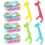 TNSLAND 160 Piezas Hilos Dentales Niños Floss Hilo Dental para Espacios | Estrechos Mango de Jirafa, 4 Colores Hilo Dental, con Mango Antideslizante Y sin Cera, 4 Paquetes de 40 Hilos Dentales