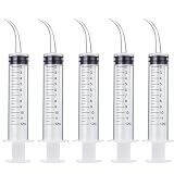 5 Piezas Jeringa con Punta Curvada, Jeringa Irrigadora Oral, Jeringa Curva, Jeringa con Punta Curva, Jeringa de 12 ml, para Limpieza de Cuidado Dental y Cálculos de Amígdalas