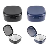 2 Pcs Caja Aparato Dental con Filtrar, Caja Dentadura Postiza,Azul, negro | La caja para dentaduras postizas es adecuada para guardar y limpiar dentaduras postizas, cabezales de cepillos, retenedores