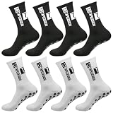 GWEOR 4 Pares Calcetines antideslizantes futbol de calcetines deportivos antideslizantes, Calcetines de agarre con puntos de goma, Absorben el sudor y transpirables, adecuados - Blanco Negro