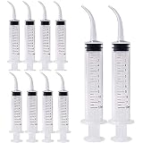 Gebildet 10pcs 12ml Jeringa de Riego Dental Desechable con Punta Curvada para El Cuidado Dental, Alimentación de Mascotas, Laboratorio