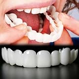 Dientes Postizos Temporales, 2 Pares Carillas Dentales Ajustables, Dentaduras Superior e Inferior Instantáneas,Dentadura Dentada de Sonrisa, Dientes de Cosméticos para Hombre y Mujer
