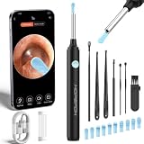 Hopefox Otoscopio Limpiador Oidos, 3,5mm WiFi Endoscopio de Oído con 1080P Cámara y 6 LED, Limpieza de Oídos con 11 Puntas de Silicona suave y Kit Completo de 7 Piezas