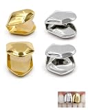 UEAVOID 4 Grillz Dientes (2 Dorados 2 Plateados), Clip Dental con Borde Suave para Ajuste Rápido y Confortable, Accesorio Festivo Seguro para Halloween, Rap y Fiestas Cosplay