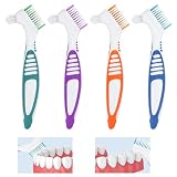 Leikedun 4 Cepillos de Limpieza para Prótesis y Férulas, Doble Cara | Cepillos Limpiadores para Ortodoncia, Cerdas Multicapa, Cabeza Compacta y Portátiles