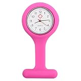 TRIXES Reloj de Enfermera Rosa Oscuro - Broche Silicona, Esfera Blanca | Diseñado para Profesionales Sanitarios – Accesorio para Médicos, Veterinarios, Dentistas y Más – Mecanismo Extraíble