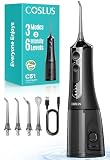 COSLUS C51 Irrigador Dental Bucal Portátil 3 modo niveles de presión, Negro | Irrigador bucal Para ortodoncia, aparatos dentales, encías sensibles, compacto para viajes, para múltiples usuarios