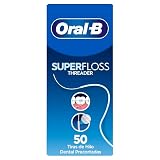 Oral-B Superfloss Seda Dental Threader, 50 Hebras Precortadas | Elimina La Placa Bacteriana y El Sarro, Puntas Rígidas o Seda Dental Acolchada, para Limpiar Brackets y Aparatos