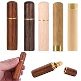 FMPXYYA 5 Pcs Porta Agujas De Madera Portátiles, Caja De Almacenamiento De Agujas De Coser Mini, Tubo Organizador De Palillo De Dientes para Costura, Viaje y Hogar, 8.5cm, Marrón Natural