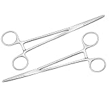 2 Piezas Pinzas para Perforar de Bloqueo, 12,5cm Pinzas Quirurgicas | Alicates Multiuso de Acero Inoxidable con Mandíbulas Serratas Potentes para el Cuidado de Mascotas, Pesca (Recto)