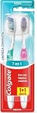 Colgate 7 en 1, Limpieza Completa, Cepillo de Dientes Medio, 2x2uds | Ofrece una limpieza cuádruple profunda, Elimina la placa entre los dientes, Combate las bacterias del mal olor