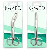 Pack 2 Tijeras K-MED Profesional de Vendaje Mayo y Pico Pato, Acero Inoxidable, Punta Roma, 14,5 cm, ideal para Enfermera, primeros auxilios, ATS, DUE, Médico, Botiquin
