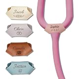 Etiqueta de Cuero Personalizada para Estetoscopio - Dije de Identificación con Nombre Grabado - Regalos de Navidad y cumpleaños para enfermeras, médicos y estudiantes de medicina (Cuero)