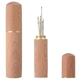 GORGECRAFT Estuche de Madera para Agujas de Coser Portátil de Madera para Bordar con Patrón Cilíndrico para Guardar Agujas Tapices Punto de Cruz Manualidades.