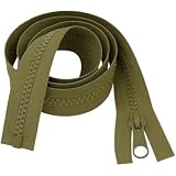 Cremallera gruesa de alta resistencia, color verde oliva de 90 cm, extremo abierto y estilo separador, dientes fuertes #5, cremallera de repuesto perfecta para bolsas grandes, tapicería, abrigos, ropa
