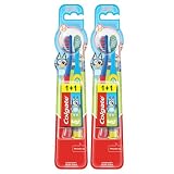 Colgate Kids Bluey, Cepillo de Dientes Infantil 2-5 Años, Pack 4 | Cepillo de dientes infantil, Cabezal pequeño, Filamentos extra suaves, Mango redondeado para agarre cómodo