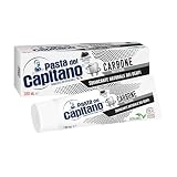 Pasta del Capitano, Dentífrico de Carbón Vegetal Activo Bio, Blanqueador Natural de Dientes en Pasta Negra, Efectivo contra las Sustancias que Manchan el Esmalte, 100% Made in Italy, Tubo de 100 ml