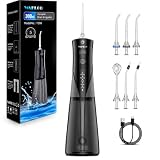 WAFLOO Irrigador Dental Portátil para Casa y Viaje, Diseño Inalámbrico | 6 boquillas, depósito de 300 ml, 5 modos de limpieza y protección IPX7 para un cuidado dental diario completo y cómodo