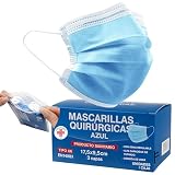 Stone&Stone 100 Mascarillas Quirúrgicas Tipo IIR Certificado CE, Negro Rosa Celeste Mascarilla médicas homologadas 3 capas Alta eficiencia filtración bacteriana mayor al 98% S&S Medical (Celeste)