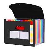 Diboniur Carpeta Acordeón A4 Carpeta Clasificadora, Expandible Archivos Organizador de 12 Bolsillos, Portátil Carpeta Separadores Documentos Archivadores para Oficina Escuela (Negro)