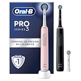 Oral-B Pro 3 3900N Cepillos de Dientes Eléctricos, Negro y Rosa, Pack de 2 | con Mango Recargable Y 3 Cabezales de Recambio, 3 Modos de Cepillado con Modo Sensible, Temporizador, Diseñado por Braun