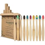 GeekerChip - Juego de 10 cepillos de dientes de bambú para niños, 10 colores, cepillo de dientes de bambú, cerdas suaves naturales, ecológicas y biodegradables