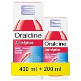 Oraldine Enjuague Bucal Antiséptico Uso Diario, 400 ml y 200 ml, 2 uds | Colutorio Antisético y Antifúngico, Elimina la Placa, Anti Periodontitis, Gingivitis y Halitosis, Con Hexeditina