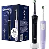 Oral-B Vitality Pro Pack de 2 Cepillos de Dientes Eléctricos, Regalos Originales Mujer & Hombre - Negro y Violeta