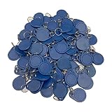 HFeng (Paquete de 100) 13.56MHz Control de Acceso RFID Keyfobs Proximity MF 1k llaveros Smart IC Keycard para Door Home System Etiqueta Token NFC (Azul)