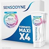 Sensodyne Multiprotección Pasta Dental Sensibilidad, Menta, Pack 4x75 ml | Pasta dientes sensibilidad, flúor, acción blanqueante suave, menta refrescante, pack ahorro 4x75 ml