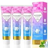 Vkwcck Pasta de Dientes Niacinamida 3 x 120g, Whitening Toothpaste Menta | Niacinamida & Menta, Limpieza Dental Suave, Aliento Fresco, Espuma Fina, Higiene Bucal Diaria