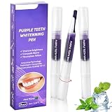 Lapiz Blanqueador Dental, Kit Blanqueamiento Gel Whitening Pen 3 Piezas | Rápido Efectivo Morado Blanquear Dientes Bolígrafo en casa, Elimina Manchas de Café