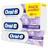 Oral-B 3D White Advanced Luxe Perfection Dentífrico Blanqueador, 2x75 ml | Blanqueamiento Avanzado, Eliminación de Manchas, Pasta de Dientes con Flúor, Sabor a Hierbabuena Fresca