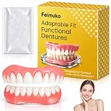 LAKVIL 1 Set carillas dentales, kit completo de dentadura superior e inferior, reparación dental temporal, juego de dentadura postiza removible, para hombres y mujeres