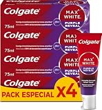 Colgate Max White Purple Reveal Pasta de Dientes 4x75ml | Corrige Tonos Amarillos al Instante